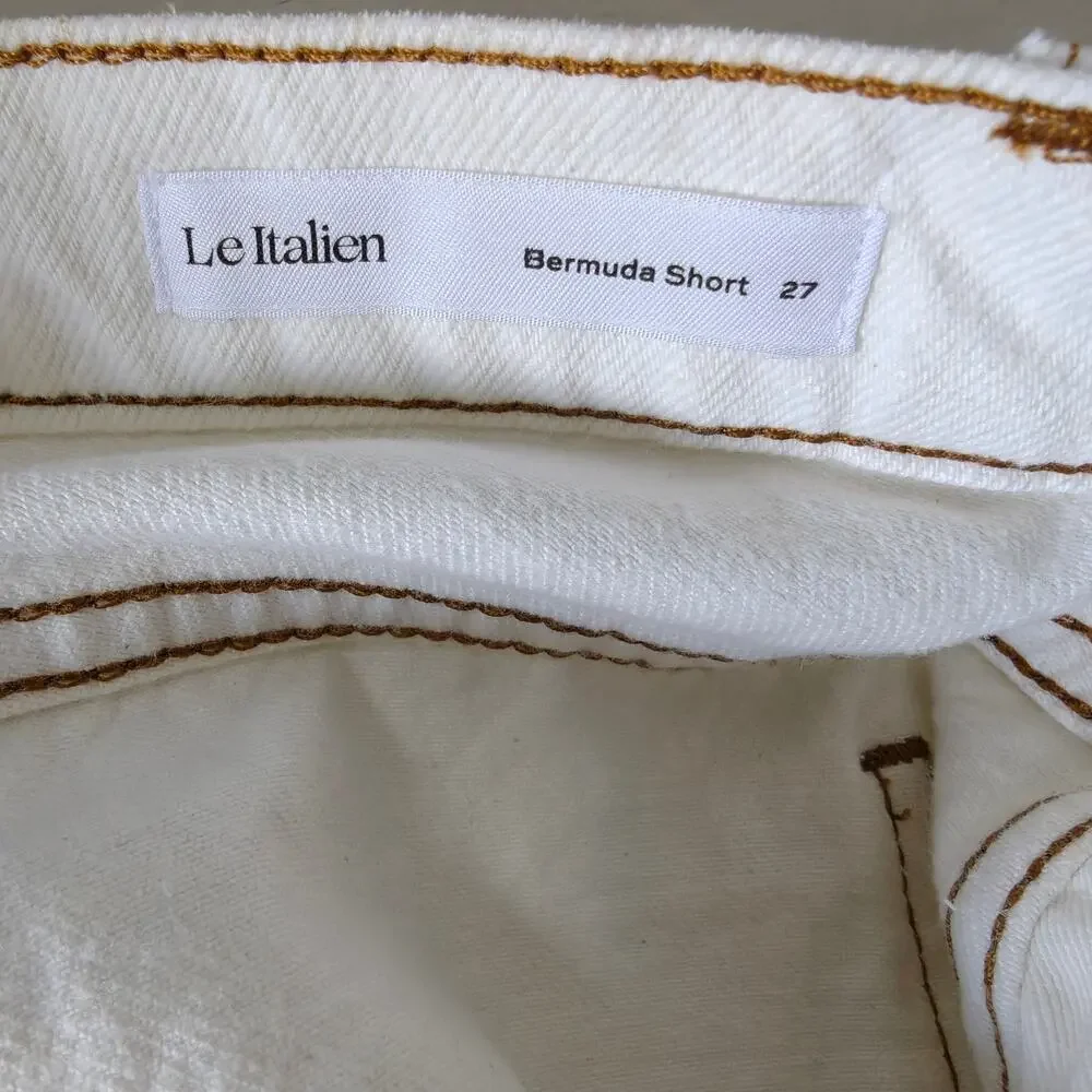 NWT FRAME Le Italien Bermuda Denim Shorts Blanc Cream Size 27 $288
